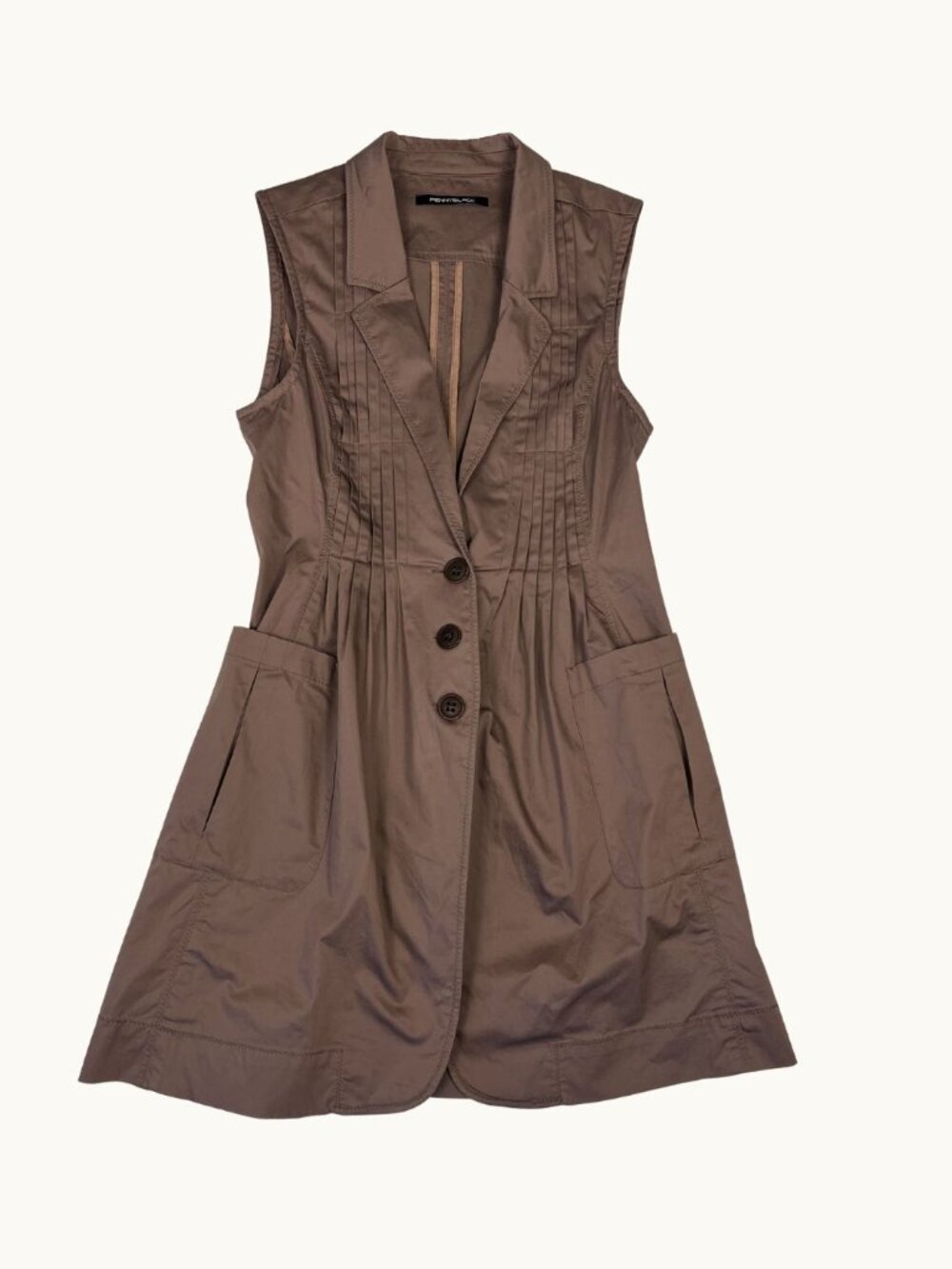 Pennyblack Sleeveless Waistcoat Dress Size 2 in Taupe